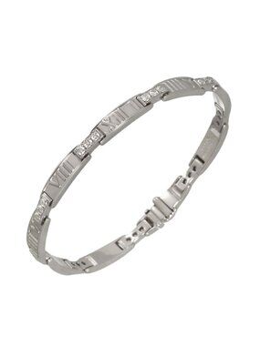 Tiffany & Co Atlas Diamond Bangle 17.5 18k White Gold 750 Bracelet